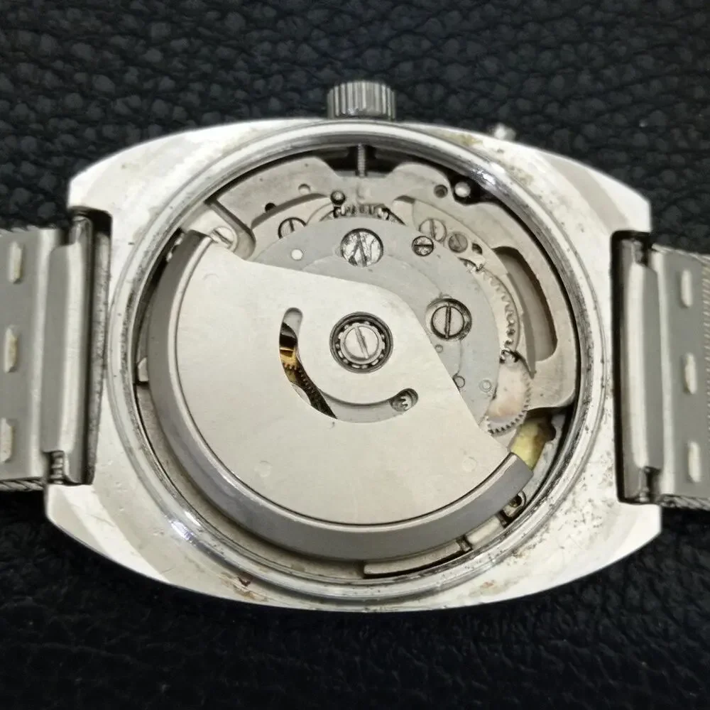 Vintage 1997 Square Ricoh Automatic Mens Silver Watch W/daydate & Gold accents